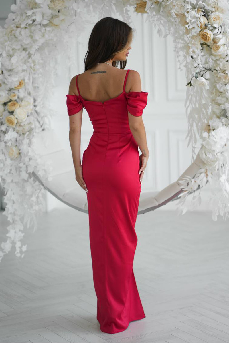 СУКНЯ ЗІ СПУЩЕНИМИ РУКАВАМИ ТА ДРАПІРУВАННЯМ У ЗОНІ ДЕКОЛЬТЕ 7554