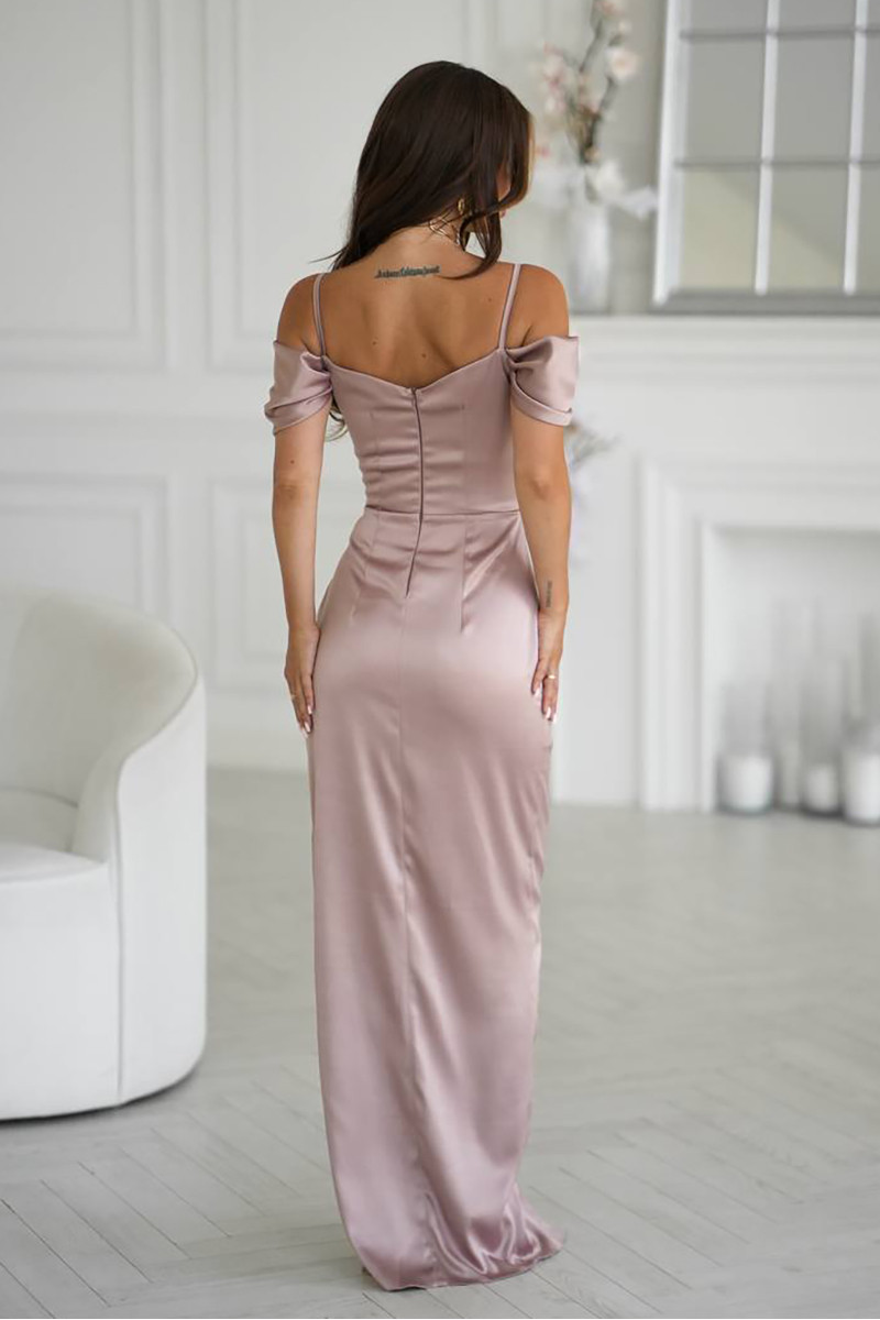 СУКНЯ ЗІ СПУЩЕНИМИ РУКАВАМИ ТА ДРАПІРУВАННЯМ У ЗОНІ ДЕКОЛЬТЕ 7554