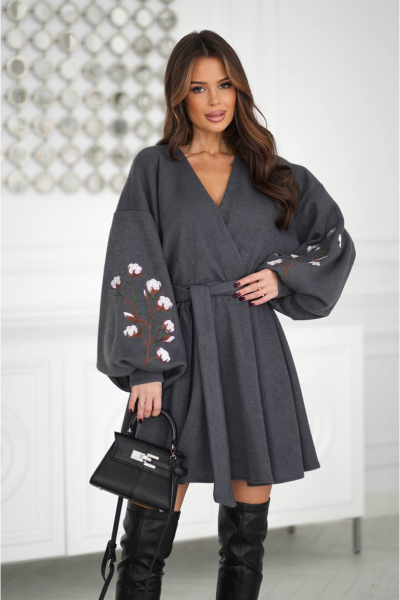 ДОВГА ЕЛЕГАНТНА СУКНЯ ІЗ ВСТАВКОЮ З БЛИСКУЧОГО МЕРЕЖИВА 7566